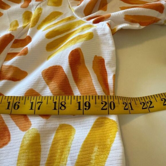 Chico’s White, Yellow & Orange Flower Power Princeton Jacket Sz 12 Artsy, Summer - Picture 9 of 13